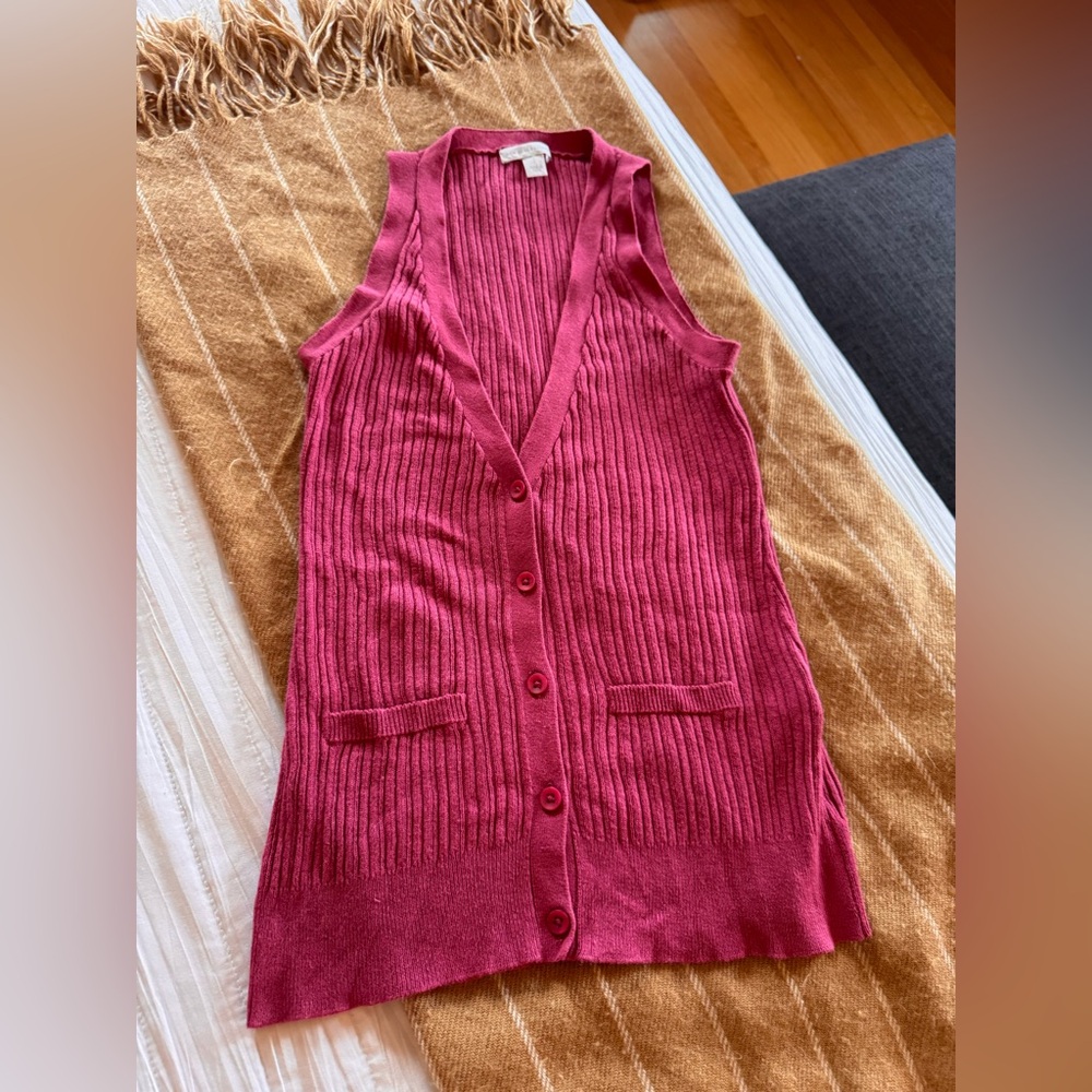New York & Company Ribbed Pink Knit Top